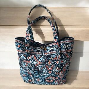 Vera Bradley Tote Marrakesh Blue & Orange Quilted Paisley Travel Bag